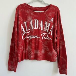 NWT University of Alabama Long Sleeve Round Neck Tie Dye Tee in Red size Large